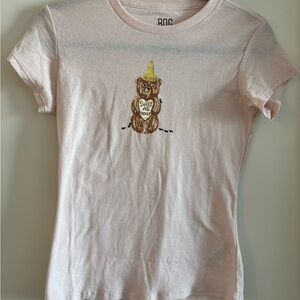 BDG Light Pink Tee with Bear and Honey Graphic